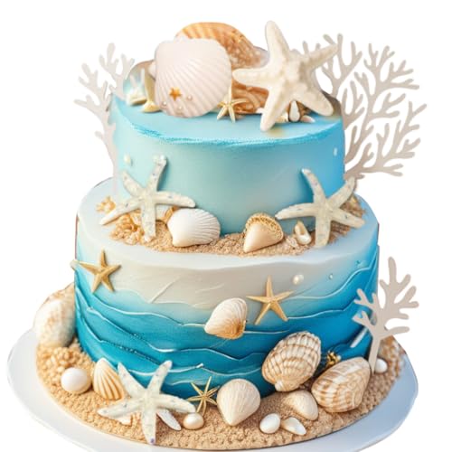 JeVenis Meerestier Tortendeko Geburtstag Meerestier Kuchen Deko Ozean Themen Kuchen Dekoration für Unter Meer Themen Babydusche Party Dekor von JeVenis