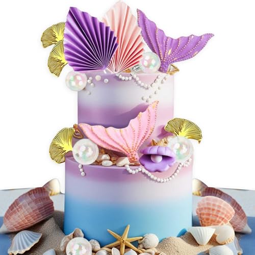 JeVenis Meerjungfrau-Kuchenaufsätze unter dem Meer, Kuchendekoration, Muschel-Kuchenaufsatz, Meerjungfrauenschwanz-Kuchenaufsatz, Ozean-Partyzubehör JeVenis Meerjungfrau-Kuchenaufsätze unter dem Meer, Kuchendekoration, Muschel-Kuchenaufsatz, Meerjungfrauenschwanz-Kuchenaufsatz, Ozean-Partyzubehör von JeVenis