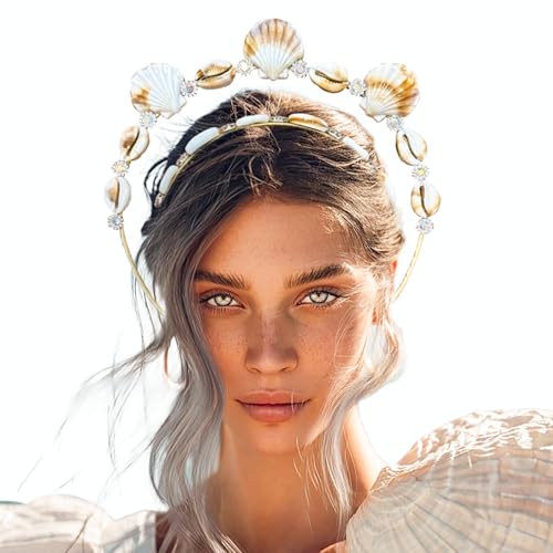 JeVenis Meerjungfrau Stirnband Muschel Sirene Kostüm Damen Gold Heiligenschein Krone Kopfschmuck für Meerjungfrau Sirenen Göttin Cosplay Renaissance von JeVenis