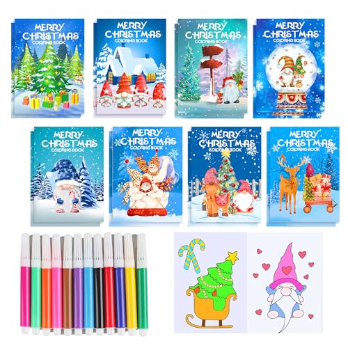 JeVenis Mini-Weihnachts-Malbücher für Kinder, Lebkuchenmann, Partygeschenke, Aktivitätenbuch, Geschenktüten für Geburtstagsparty, Geschenk, Klassenzimmer, Bastelbedarf, 28 Stück von JeVenis