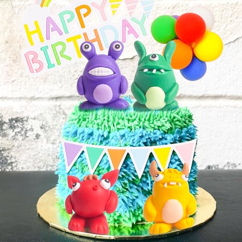 JeVenis Monster Party Deko Monster Party Kindergeburtstag Deko Geburtstag Monster Tortendeko Kuchen Deko Birthday Cake Topper für Kinder Geburtstags Dekoration von JeVenis