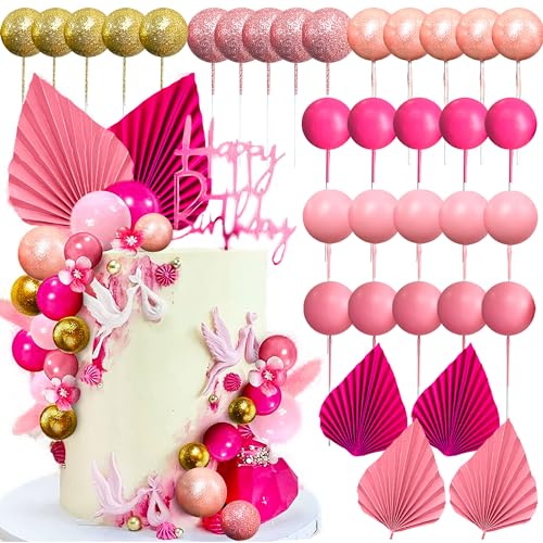 JeVenis Pink Balls Tortendeko Rosa Cake Kuchen Dekoration Disco Party Kindergeburtstag Disco Kuchen Geschenk von JeVenis
