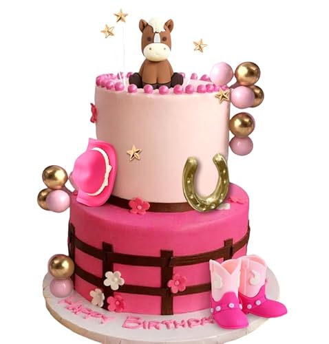 JeVenis Pony Cowgirl Tortenaufsatz, Cowboy, Western-Kuchendekoration, Cowgirl-Hut, Geburtstagstortenaufsatz, Cowgirl-Stiefel, Kuhkugeln, Tortenaufsatz JeVenis Pony Cowgirl Tortenaufsatz, Cowboy, Western-Kuchendekoration, Cowgirl-Hut, Geburtstagstortenaufsatz, Cowgirl-Stiefel, Kuhkugeln, Tortenaufsatz von JeVenis