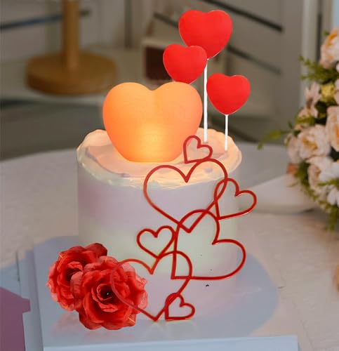 JeVenis Red Arlyic Heart Cake Topper Muttertag Tortendekoration Muttertag Tortenaufleger von JeVenis