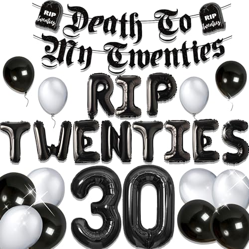 JeVenis Rip Twenties Luftballons Rip to My 20s Luftballons Gothic Geburtstag Dekoration Tod für meine 20er Banner Begräbnis für meine Jugend 30. Geburtstag Dekoration JeVenis Rip Twenties Luftballons Rip to My 20s Luftballons Gothic Geburtstag Dekoration Tod für meine 20er Banner Begräbnis für meine Jugend 30. Geburtstag Dekoration von JeVenis