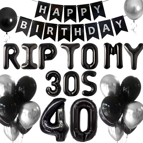 JeVenis Rip to My 30s Luftballons Rip Thirties Luftballons Gothic Geburtstag Dekoration Tod für meine 30er Banner Beerdigung für meine Jugend 40. Geburtstag Dekoration JeVenis Rip to My 30s Luftballons Rip Thirties Luftballons Gothic Geburtstag Dekoration Tod für meine 30er Banner Beerdigung für meine Jugend 40. Geburtstag Dekoration von JeVenis