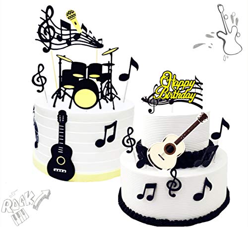 JeVenis Rockstar Cupcake Topper Musiknoten Cupcake Toppers Gitarrenkuchen Topper für Musiker Party Baby Shower von JeVenis