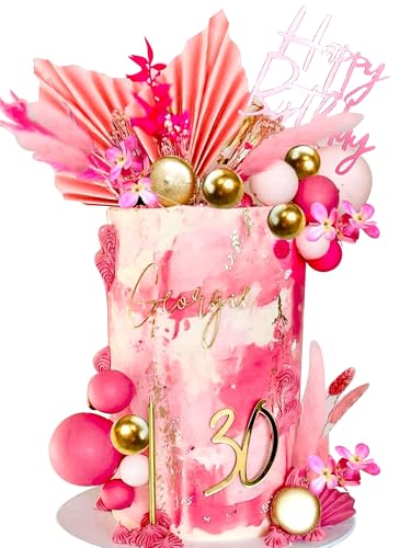 JeVenis Rosa Blume Kuchen Dekorationen Rosa Palme Bouquet Kuchen Topper Gold Kugeln Getrocknete Blumen Rose Kuchen Dekorationen Getrocknete Blumen für Kuchen Geburtstag Hochzeit JeVenis Rosa Blume Kuchen Dekorationen Rosa Palme Bouquet Kuchen Topper Gold Kugeln Getrocknete Blumen Rose Kuchen Dekorationen Getrocknete Blumen für Kuchen Geburtstag Hochzeit von JeVenis