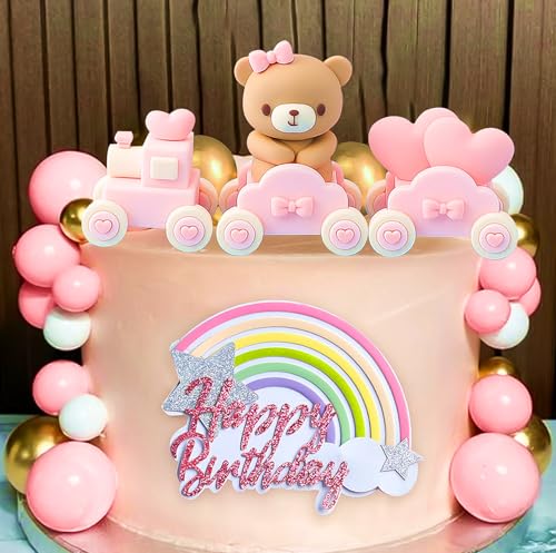 JeVenis Rosa Teddybär Tortendeko Tortendeko Taufe Junge Tortendeko Mädchen 1 Jahr Rosa Tortendeko Zug Teddybär Kuchen Dekoration für Hochzeit Babyshower Geburtstag Party JeVenis Rosa Teddybär Tortendeko Tortendeko Taufe Junge Tortendeko Mädchen 1 Jahr Rosa Tortendeko Zug Teddybär Kuchen Dekoration für Hochzeit Babyshower Geburtstag Party von JeVenis