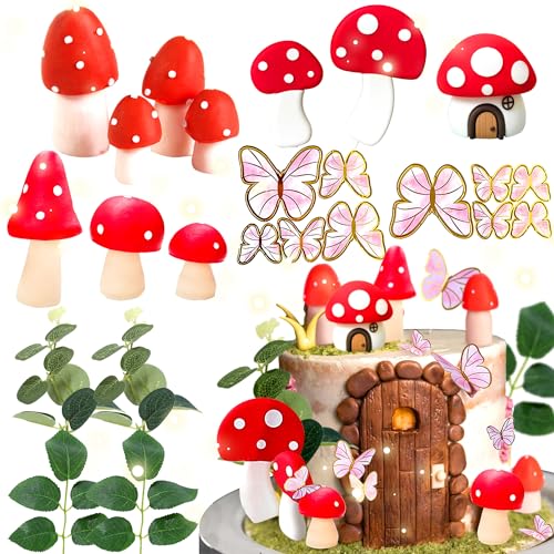 JeVenis Rote Pilz Haus Tortendeko Feen Garten Partybedarf Partygeschenke von JeVenis
