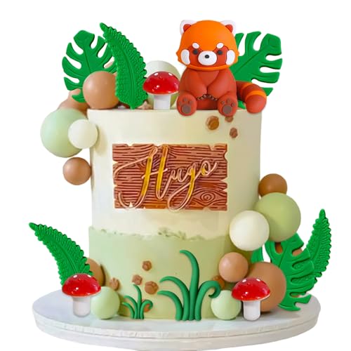 JeVenis Roter Panda-Kuchenaufsatz, Waldtiere, Zoo, Safari, Panda, Kuchendekoration, Waldtiere, Thema, Geburtstagsparty-Zubehör von JeVenis