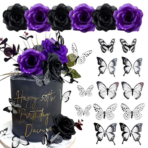 JeVenis Schwarz Gotisch Deko Gotisch Kuchen Deko Geburtstags Deko Rose Tortendeko Schädel Deko Schwarze Geburtstagstorte Dekoration JeVenis Schwarz Gotisch Deko Gotisch Kuchen Deko Geburtstags Deko Rose Tortendeko Schädel Deko Schwarze Geburtstagstorte Dekoration von JeVenis