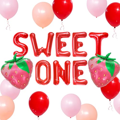 JeVenis Strawberry First Birthday Decorations Sweet One Banner Strawberry Balloons Summer Fruit Birthday Party Supplies von JeVenis