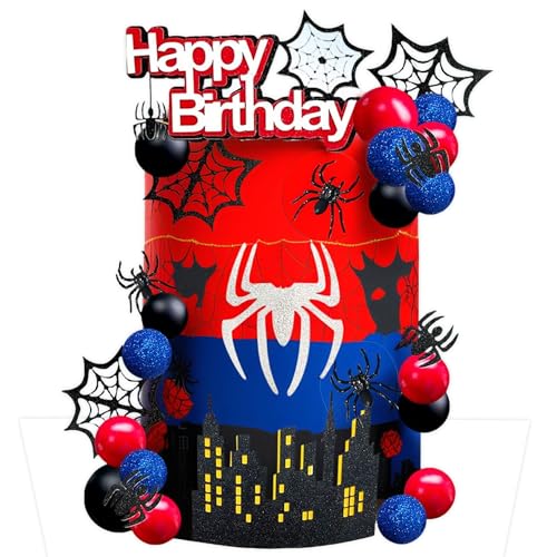 JeVenis Superhelden-Geburtstagstortendekoration, Held, Spinne, Tortenaufsatz, Superhelden-Partygeschenke, Cupcake-Kuchendekoration, Spinnenkuchendekoration von JeVenis