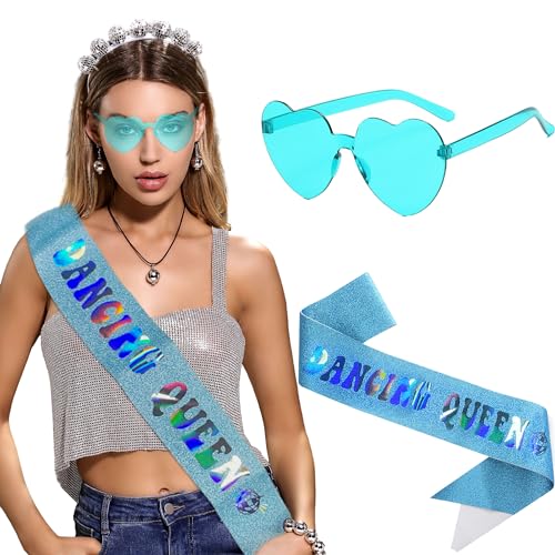 JeVenis Tanzende Königin Schärpe Mama Mia Party Dekorationen Disco Bachelorette Party Dekorationen Mama Mia Bachelorette Party Dekorationen, Blau von JeVenis