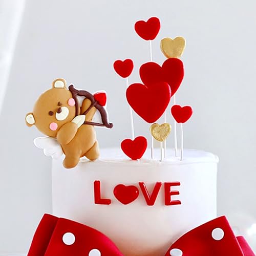 JeVenis Teddy Bear Cake Topper Bear Love Cake Decortaion Valentine's Day Cupid Cake Topper von JeVenis