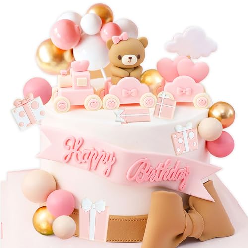 JeVenis Teddybär Kuchen Dekoration Zug für Babydusche und Geburtstag von JeVenis