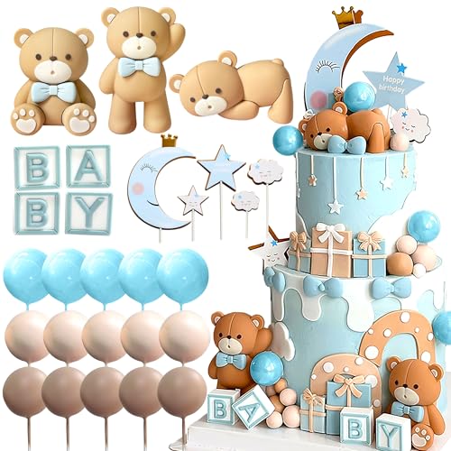 JeVenis Teddybär Tortendeko Tortendeko Taufe Junge Tortendeko Mädchen 1 Jahr Blau Tortendeko Teddybär Kuchen Dekoration für Hochzeit Geburtstag Party Babyshower JeVenis Teddybär Tortendeko Tortendeko Taufe Junge Tortendeko Mädchen 1 Jahr Blau Tortendeko Teddybär Kuchen Dekoration für Hochzeit Geburtstag Party Babyshower von JeVenis
