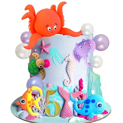JeVenis Tortenaufsätze mit Motiv "Under the See", Ozean, Tier, Cupcake-Topper, Partydekoration, Ozean, Meer, Thema, Babyparty, Geburtstag, Party, Kuchendekorationen JeVenis Tortenaufsätze mit Motiv "Under the See", Ozean, Tier, Cupcake-Topper, Partydekoration, Ozean, Meer, Thema, Babyparty, Geburtstag, Party, Kuchendekorationen von JeVenis