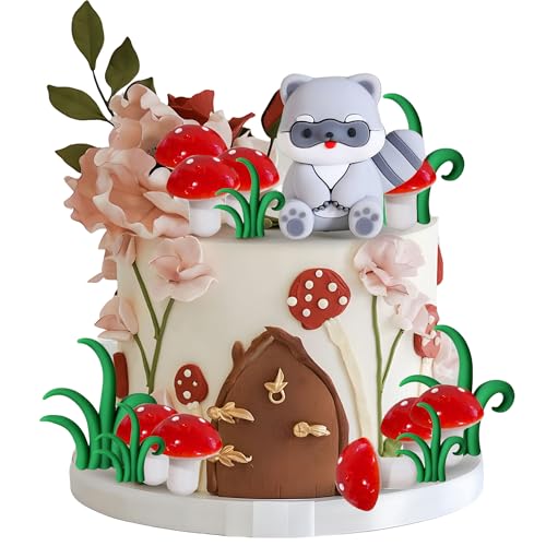 JeVenis Waschbär Kuchen Topper Waldtier Pilz Geburtstag Dekoration Woodland Geburtstag Kuchen Dekoration Wildtier Figuren für Party Diorama Supplies JeVenis Waschbär Kuchen Topper Waldtier Pilz Geburtstag Dekoration Woodland Geburtstag Kuchen Dekoration Wildtier Figuren für Party Diorama Supplies von JeVenis