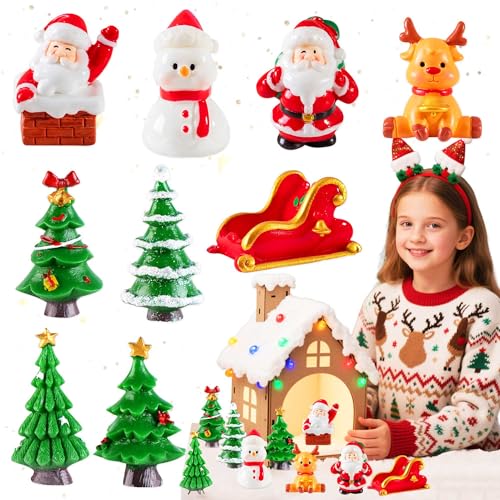 JeVenis Weihnachts-Schneemann-Miniatur-Ornament-Set für Heimwerker, Schneemann, Tischdekoration, Feengarten, Zubehör für Weihnachten, Dorf, Zuhause, Geschenk, Handwerk von JeVenis