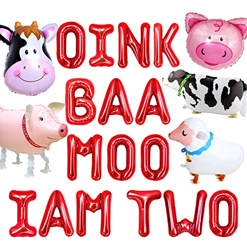 JeVenis oink baa moo i am two balloons moo moo i am two balloons farm 2. birthday decoration barnyard 2. birthday decoration holy cow i am two decoration von JeVenis