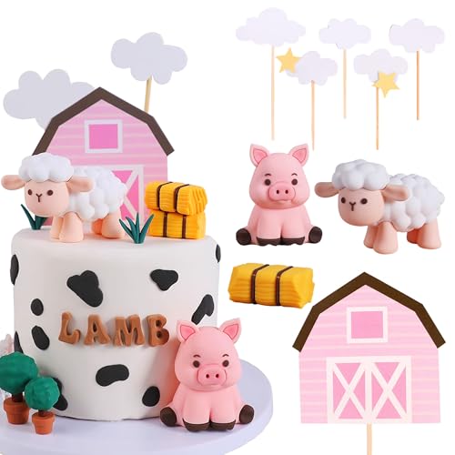 JeVenis Rosa Farm Geburtstag Dekorationen - Mädchen Torte Schaf Lamm Bauernhof Tier Cupcake Toppers JeVenis Rosa Farm Geburtstag Dekorationen - Mädchen Torte Schaf Lamm Bauernhof Tier Cupcake Toppers von JeVenis
