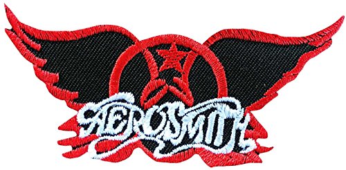 Bestickter Aufnäher, Aerosmith-Motiv, zum Aufnähen oder Aufbügeln, rot-weiß, 9 x 4 cm von Jean Junction