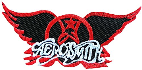 Bestickter Aufnäher, Aerosmith-Motiv, zum Aufnähen oder Aufbügeln, rot-weiß, 9 x 4 cm von Jean Junction