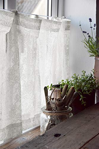 Jeanne d'Arc Living Kurzgardine Bistrogardine Gardine Spitze 50x140 cm (HxB) Creme Landhaus Shabby French Vintage Nostalgie von Jeanne d'Arc Living