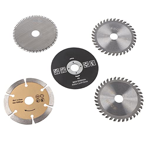 5-teiliger Hartmetall-Kreissägeblatt-Außendurchmesser 85 mm Mini-Sägeblatt-Werkzeug Langlebiger Innendurchmesser 15 mm Verschleißfest für elektrische Handsägen 5-teiliger Hartmetall-Kreissägeblatt-Außendurchmesser 85 mm Mini-Sägeblatt-Werkzeug Langlebiger Innendurchmesser 15 mm Verschleißfest für elektrische Handsägen von Jeanoko
