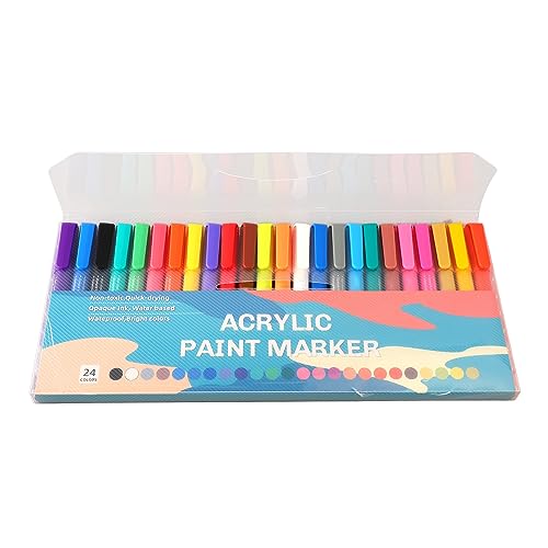 Acrylfarben-Marker, 24 Farben, weiche Spitze, abgerundeter Stifthalter, starke Abdeckung für Glas Zeichenwerkzeug von Jeanoko