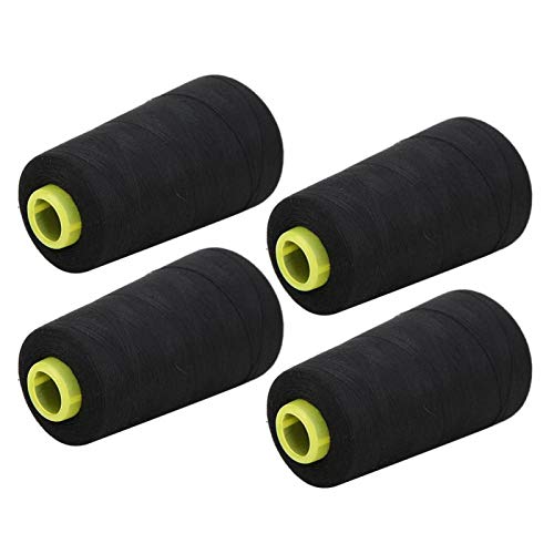 Jeanoko 3000 Yard Overlocker-Faden Praktisches weißes und schwarzes Polyester-Faden Robustes, Robustes, Komfortables Maschinennähen Nähprojekte für Overlock-Stickereien(Black) von Jeanoko