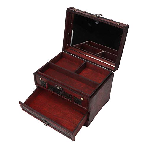 Jeanoko Vintage Holz Schmuckschatulle mit Fächern Schmucketui Halter Halskette Ohrringe Aufbewahrungsbox Organizer mit Spiegel Jeanoko Vintage Holz Schmuckschatulle mit Fächern Schmucketui Halter Halskette Ohrringe Aufbewahrungsbox Organizer mit Spiegel von Jeanoko