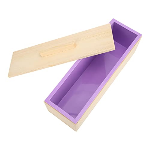Kleine Seifenform, lila Silikon, handgefertigt, einfach zu bedienen, Holzkiste mit Deckel für Kuchen für Eis Handgefertigtes Werkzeug von Jeanoko