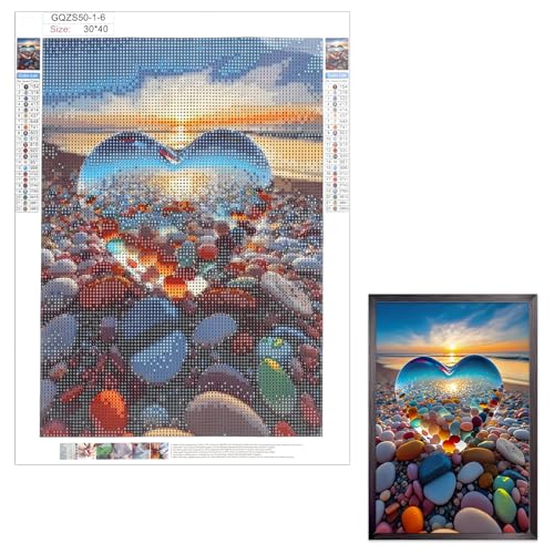 Jecdfs 5D Diamond Painting Set, Kristall Herz und Strand Sonnenuntergang Motiv, Vollständiges DIY Diamant Kunst Malerei Kit für Erwachsene, Inklusive Werkzeuge und Zubehör, Wanddekoration 30x40cm Jecdfs 5D Diamond Painting Set, Kristall Herz und Strand Sonnenuntergang Motiv, Vollständiges DIY Diamant Kunst Malerei Kit für Erwachsene, Inklusive Werkzeuge und Zubehör, Wanddekoration 30x40cm von Jecdfs