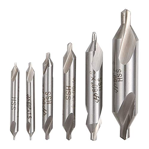 Jecdfs 6pcs HSS Centre Drill Metal Set,zentrierbohrer senker anbohrer für metall,zentrierbohrer 60 grad zentrierbohrer setHolzdrehmaschinen, Metallbearbeitung (Größen: 1.0/1.5/2.0/2.5/3.0/5.0 mm) von Jecdfs
