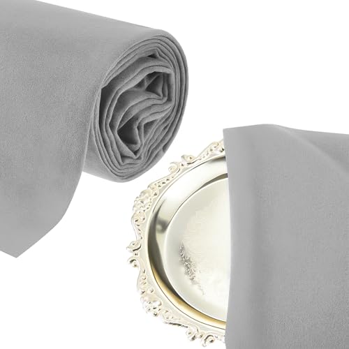 Jecery Silbertuch mit Anti-Anlaufschutz, luxuriöses Poliertuch für Schmuck, Besteck, Silberschmied, 2 x 1 m (grau) von Jecery