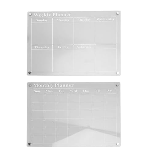 Jectse Acrylclear Trockener Erase -Planungskalenderplatine Set mit 6 Farbstiften für die Organisation des Täglichen Lebens- und Essenszubereitungen, Kühlschrankkalenderplaner für Familie, Robustes von Jectse
