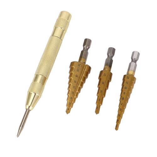 Jectse Stiefmaschinenbohrbit Set HSS Ti Legierung Sicheres Griff Doppel -Rillen -Design für Holzmetallblech Stahl, Multifunktional Hochfestigkeit 3 Pack von Jectse