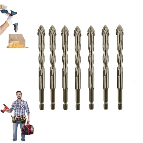 5 Count New Four-Flute Sawtooth Eccentric Drill Bit Set, Four Blade Serrated Eccentric Drill for Stone, Glass, Concrete, Wood, Brick, Metal (Set Models 3/4/5/6/8/10/12) von Jeeeun