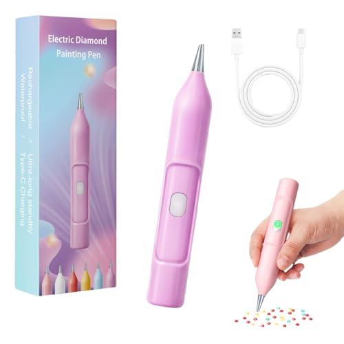 Electric Diamond Painting Pen, Mycraftclub Electric Vacuum Diamond Painting Pen, Ipx5 Waterproof Rechargeable Automatic Art Pens Tools With 2 Replacement Tip (Purple) von Jeeeun