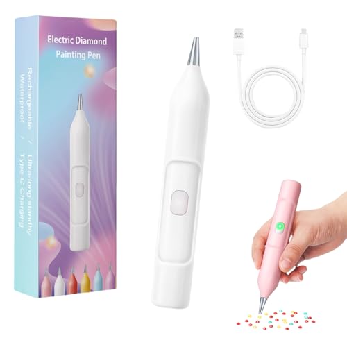 Electric Diamond Painting Pen, Mycraftclub Electric Vacuum Diamond Painting Pen, Ipx5 Waterproof Rechargeable Automatic Art Pens Tools With 2 Replacement Tip (White) von Jeeeun