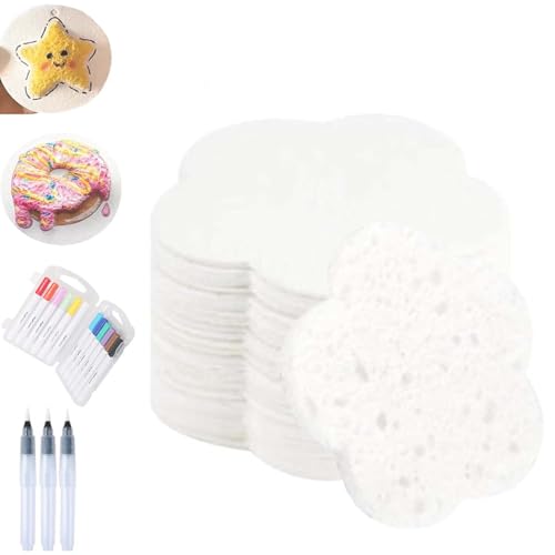 Jeeeun Magic Puffy Paint, Magic Puffy Paint Pens, 3D Drawing Magics Canvas Sponge, Foam Texture Blank Painting Paper for Kids Children S Handmade DIY (30Pcs,Flower) von Jeeeun
