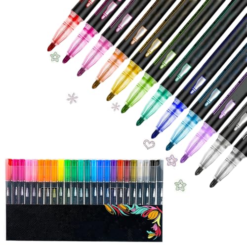Jeeeun Marker Pen for Highlight, Magische Stifte, Double Line Metallic Glitter Highlighters for Drawing and Scribbling (24 colors) von Jeeeun