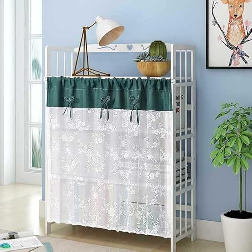 Jeeman Scheibengardine Blumenmuster Spitzenvorhänge Bistrogardine Kurzgardine für Fenster Café-Gardine Patchwork-Gardine mit Dekorativer Schleife Weiß HxB 90x150cm 1 Stück von Jeeman