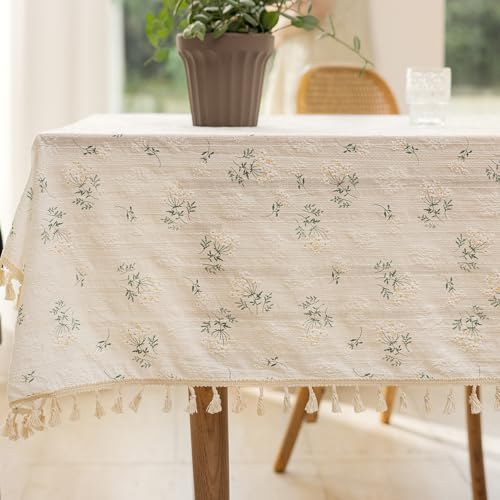 Jeeman Tischdecke mit Blümchenmuster Landhausstil Esstischdecke Leinenoptik Tischwäsche Niedliche Schreibtischdecke Gartentischdecke mit Quaste Beige HxB 90×90cm 1 Stück Jeeman Tischdecke mit Blümchenmuster Landhausstil Esstischdecke Leinenoptik Tischwäsche Niedliche Schreibtischdecke Gartentischdecke mit Quaste Beige HxB 90×90cm 1 Stück von Jeeman