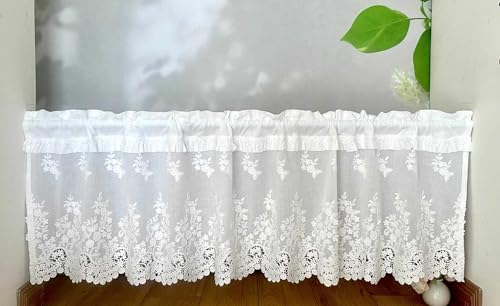 Jeeman Vintage Blumen Kurzgardine Gardine mit bestickten lochigen Blütenrandern Landhausstil Vorhang Bistrogardine Küchengardine Bürogardine Weiß HxB 45x120cm 1 Stück Jeeman Vintage Blumen Kurzgardine Gardine mit bestickten lochigen Blütenrandern Landhausstil Vorhang Bistrogardine Küchengardine Bürogardine Weiß HxB 45x120cm 1 Stück von Jeeman