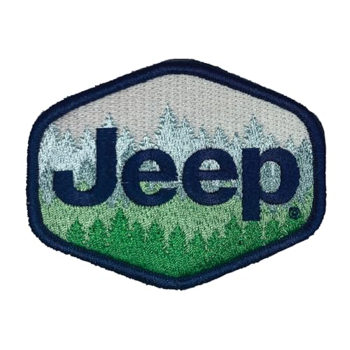 Jeep Aufnäher mit Bäumen-Logo, 10,2 x 7,6 cm, sechseckig, bestickt, Heißsiegel-Aufnäher für Kleidung, Rucksäcke, Hüte, Jacken und Jeans von Jeep