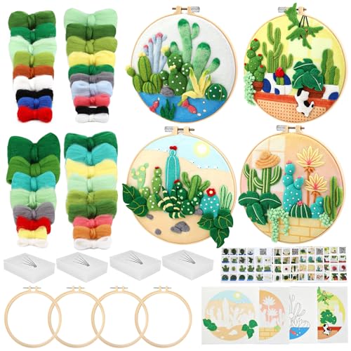 Jeesblsy Nadelfilz Set für Anfänger, Wollfilz-Zubehör mit Anleitung, Nadelfilzzubehör Komplette Nadelfilz Werkzeuge und Zubehör für Heimdekoration (Anlage) von Jeesblsy